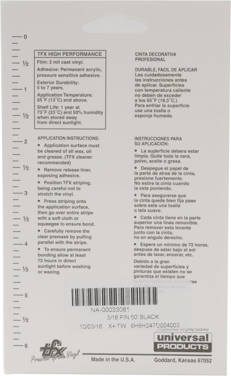 Universal TFX 00033061 - Auto Customizing Dual Pinstripe - 3/16" x 50' (1/16" Stripe, Gap, 1/16" Stripe) - 061-Black - Image 3